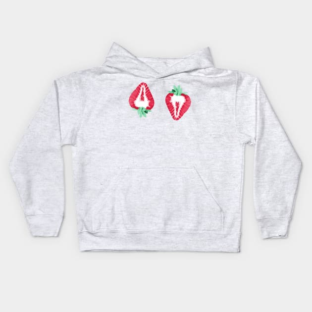 Strawberries Kids Hoodie by oddityghosting